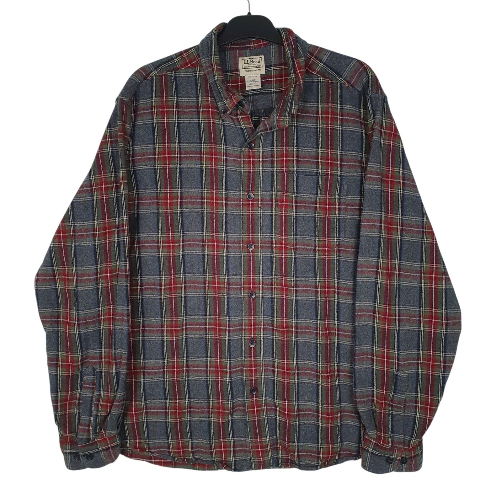 Mens Grey L.L.Bean Flannem Long Sleeve Shirt