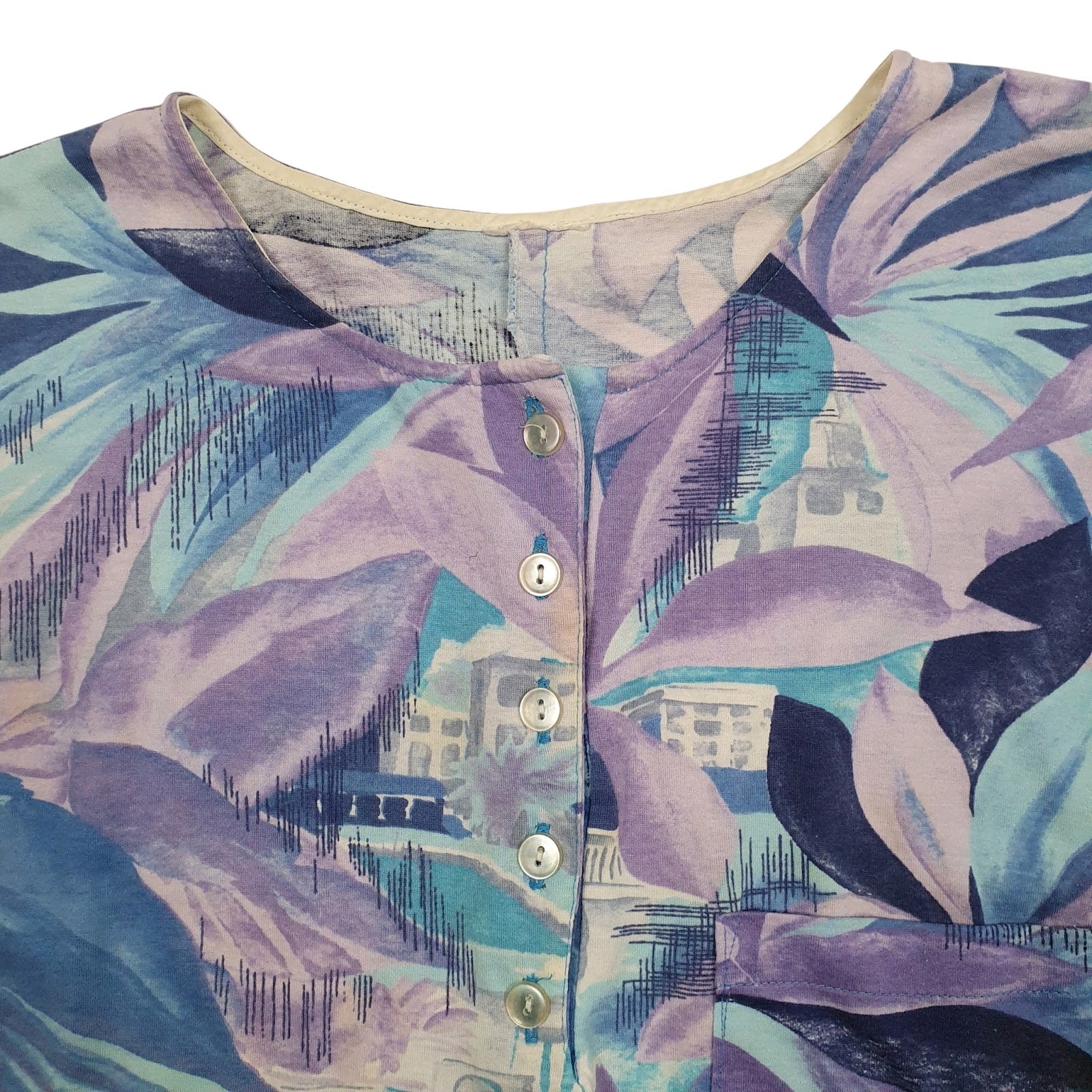 Womens Blue Unbranded Floral Blouse  T Shirt