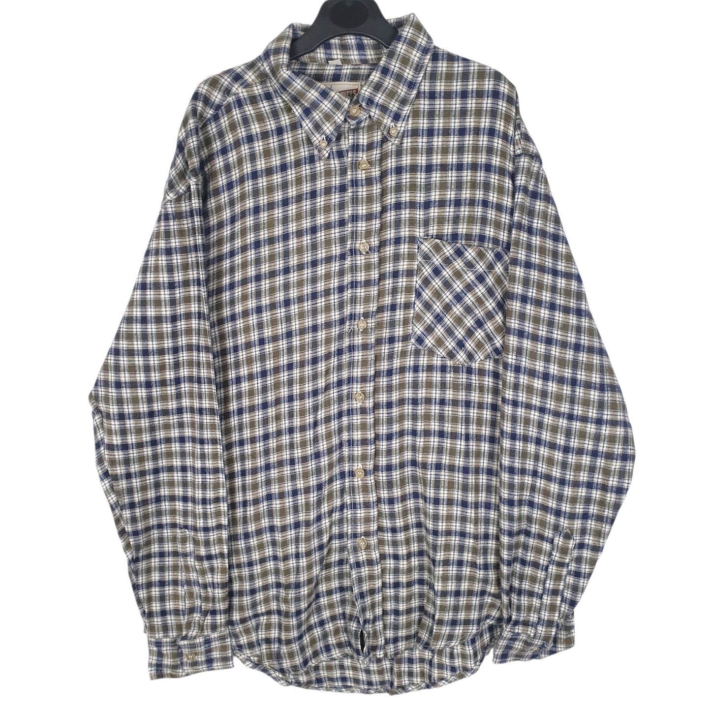 Mens Green J&P Brothers Vintage Flannel Long Sleeve Shirt