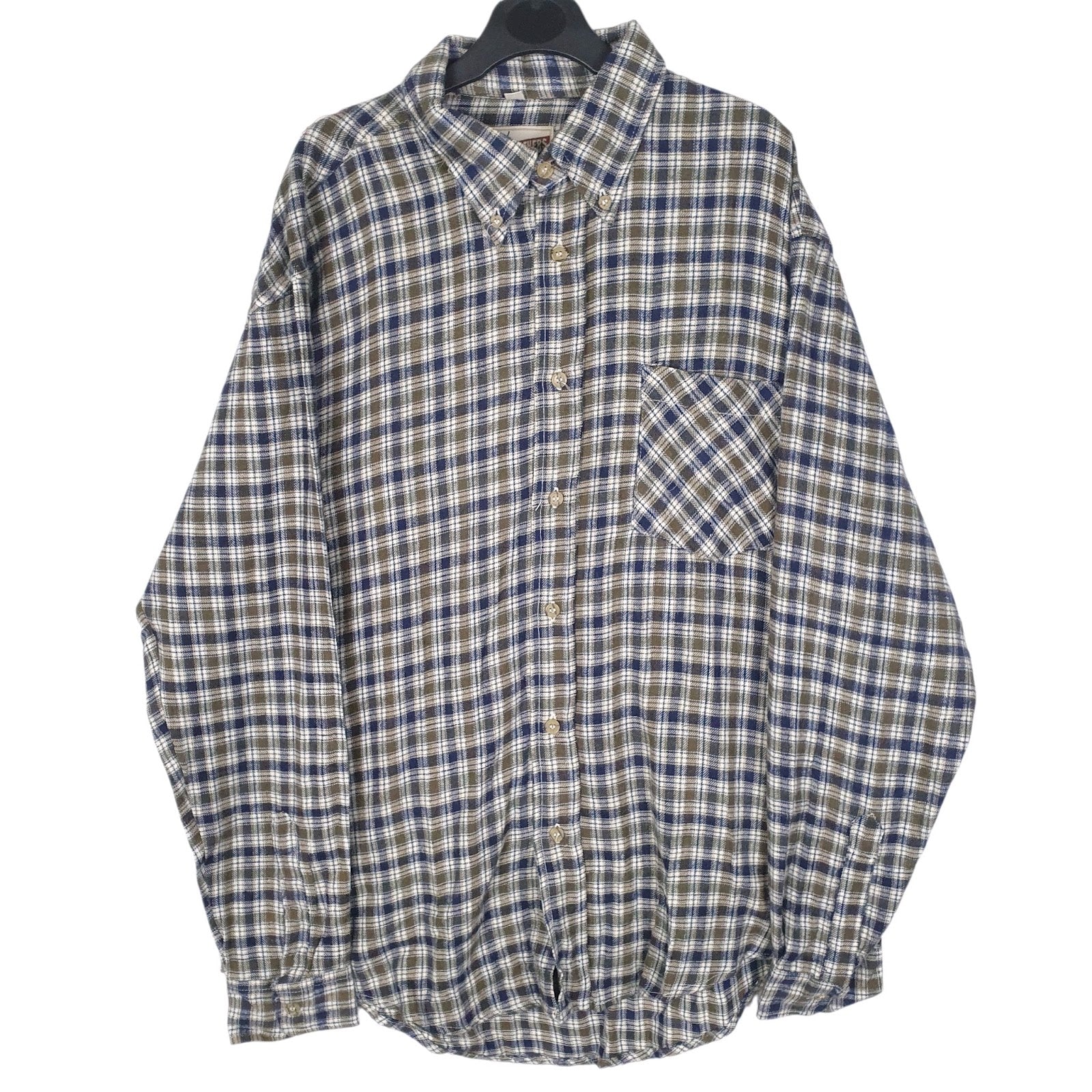 Mens Green J&P Brothers Vintage Flannel Long Sleeve Shirt