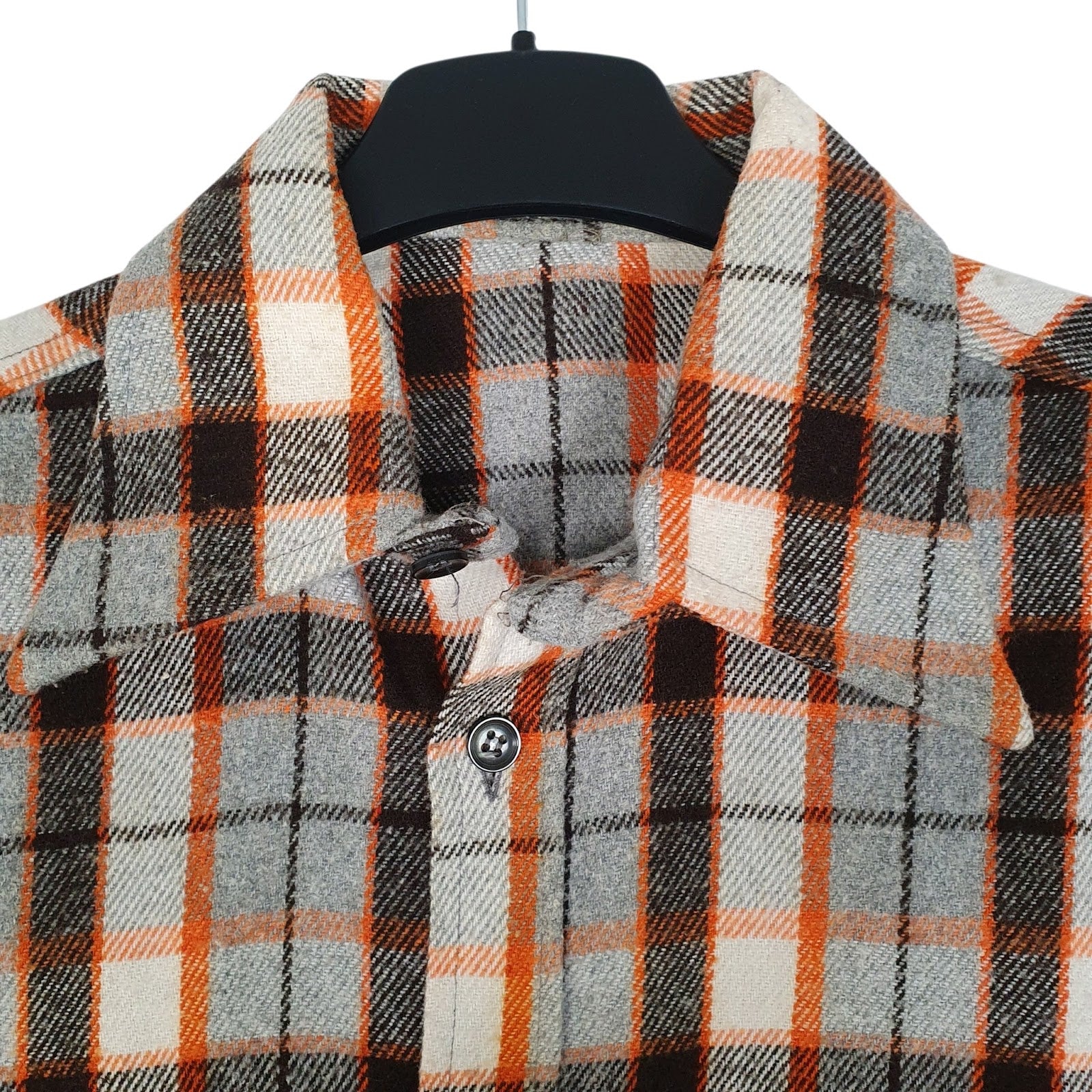 Mens Orange Unbranded Plaid Flannel  Shirt