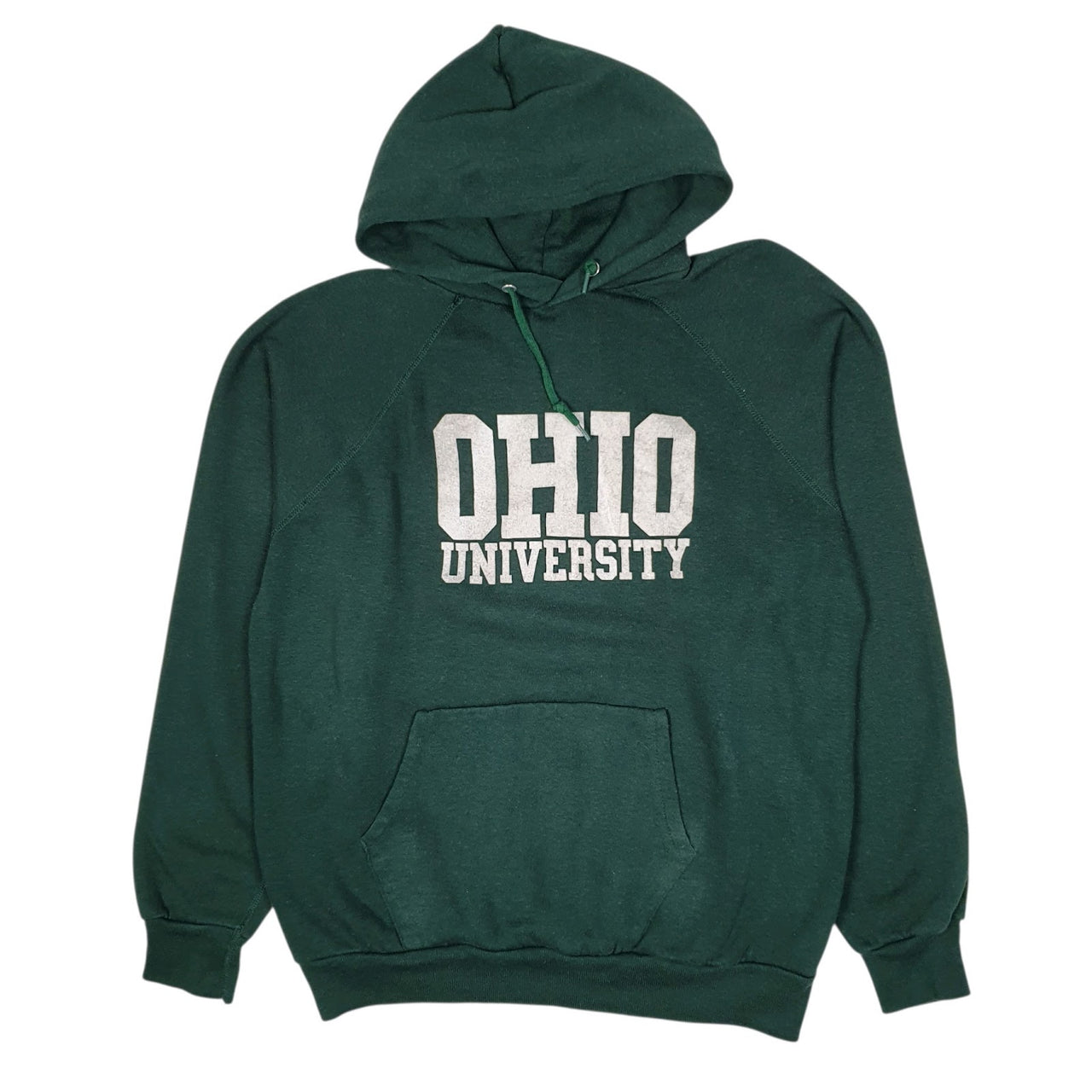 Mens Green H.Wolf & Sons Vintage 80s Made In USA Ohio University Hoodie Jumper