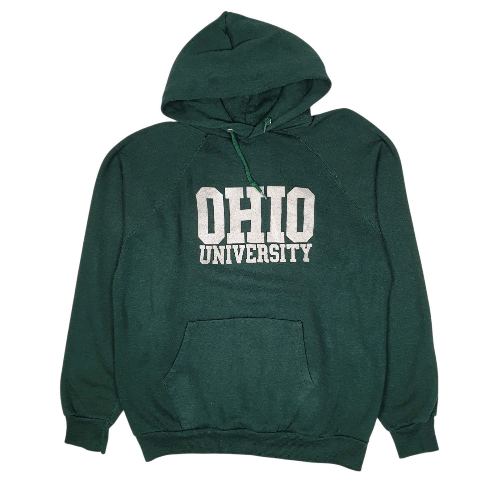 Mens Green H.Wolf & Sons Vintage 80s Made In USA Ohio University Hoodie Jumper