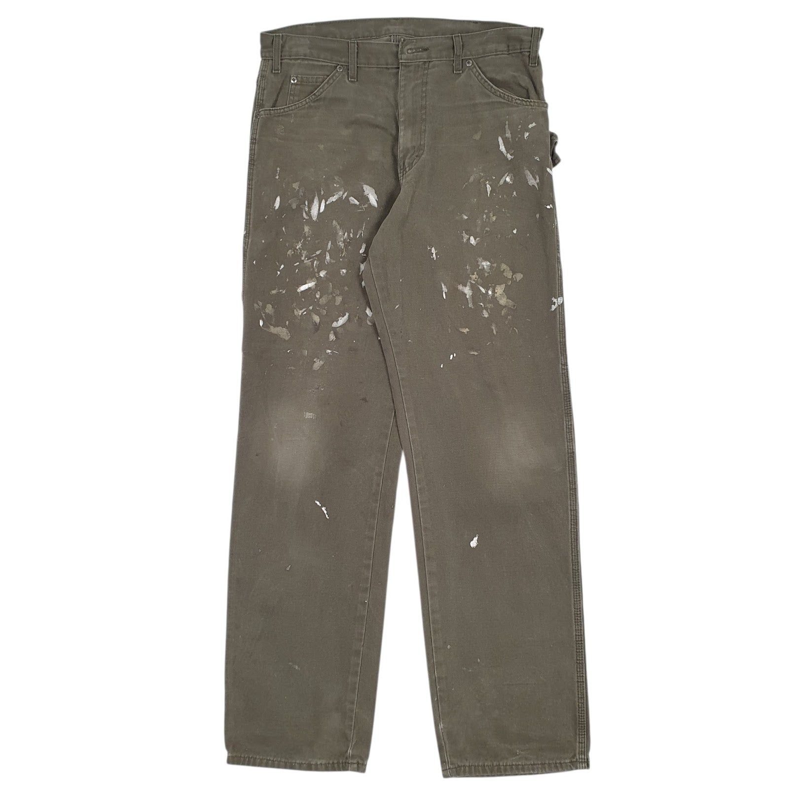 Mens Green Dickies Workwear Carpenter Trousers