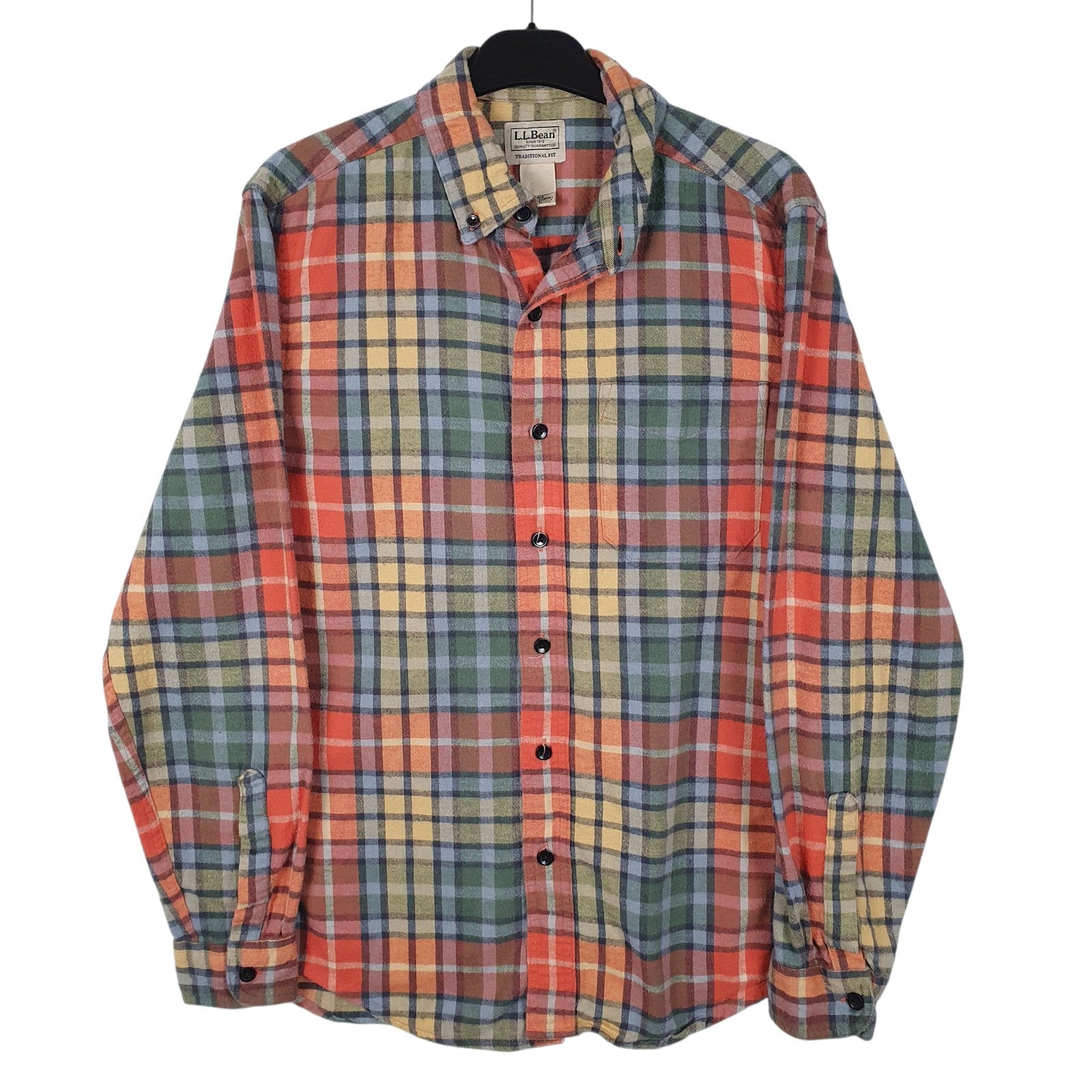 Mens Green L.L.Bean Flannel Long Sleeve Shirt