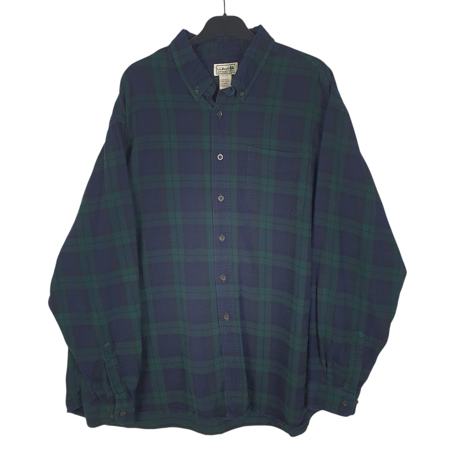 Mens Navy L.L.Bean Flannel Long Sleeve Shirt