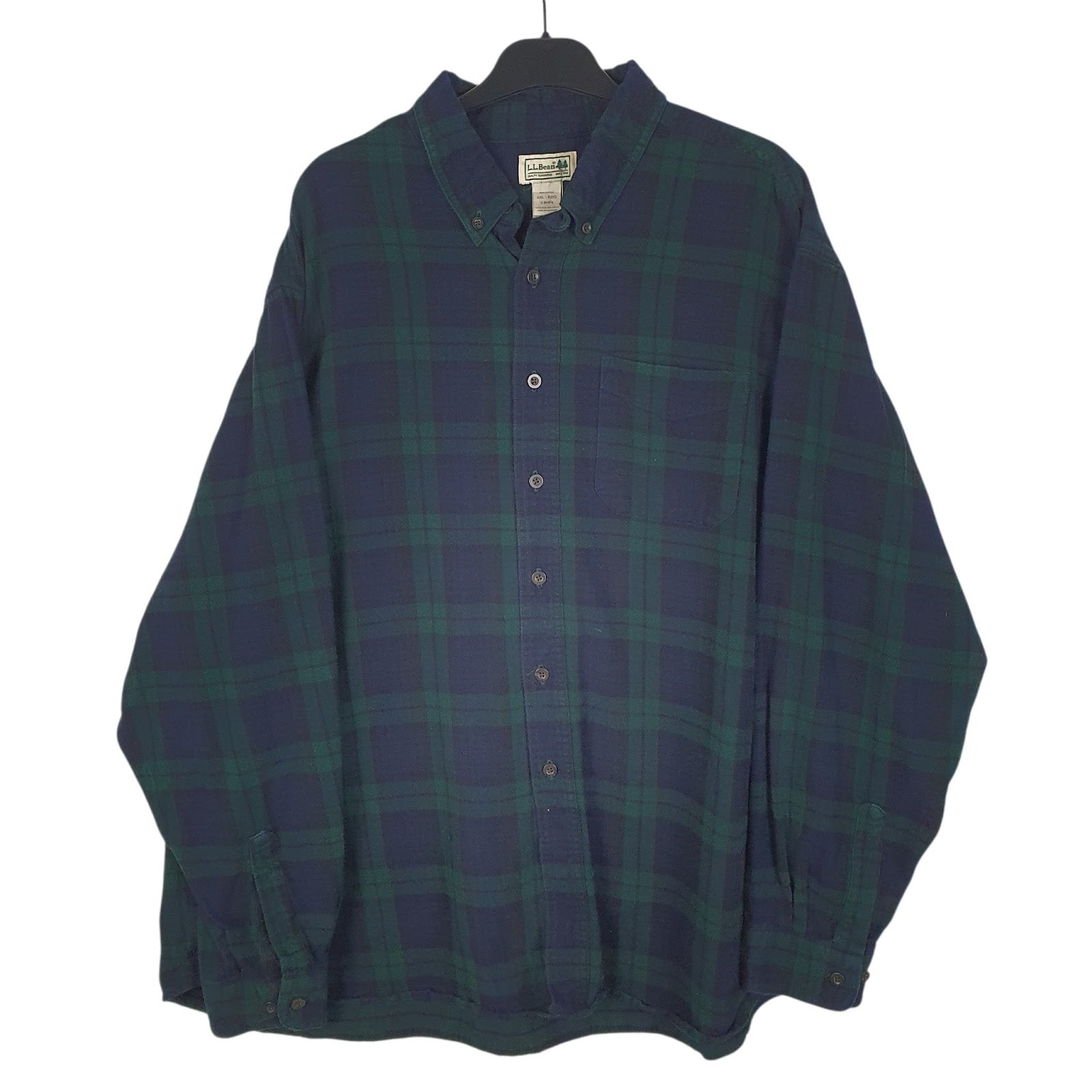 Mens Navy L.L.Bean Flannel Long Sleeve Shirt