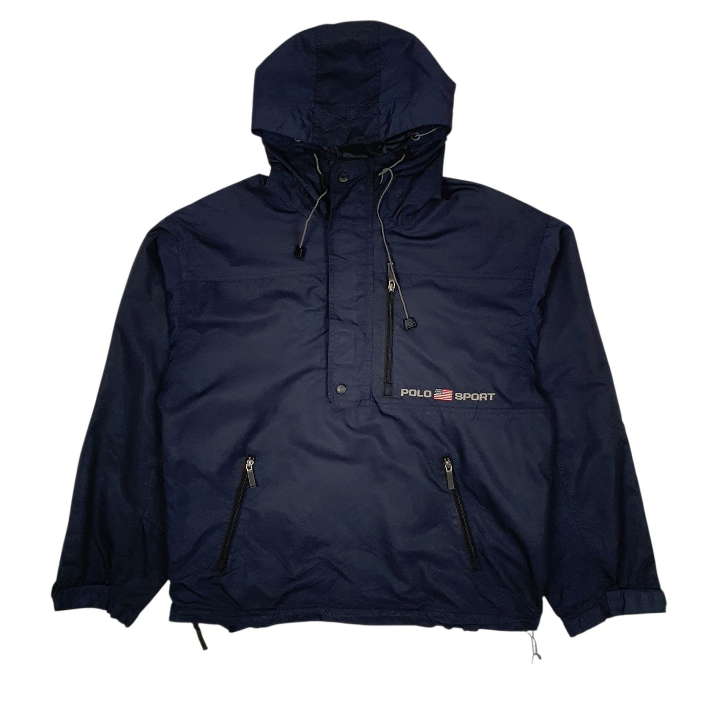 Mens Navy Ralph Lauren Polo Sport Vintage 90s Pullover Smock Full Zip Coat