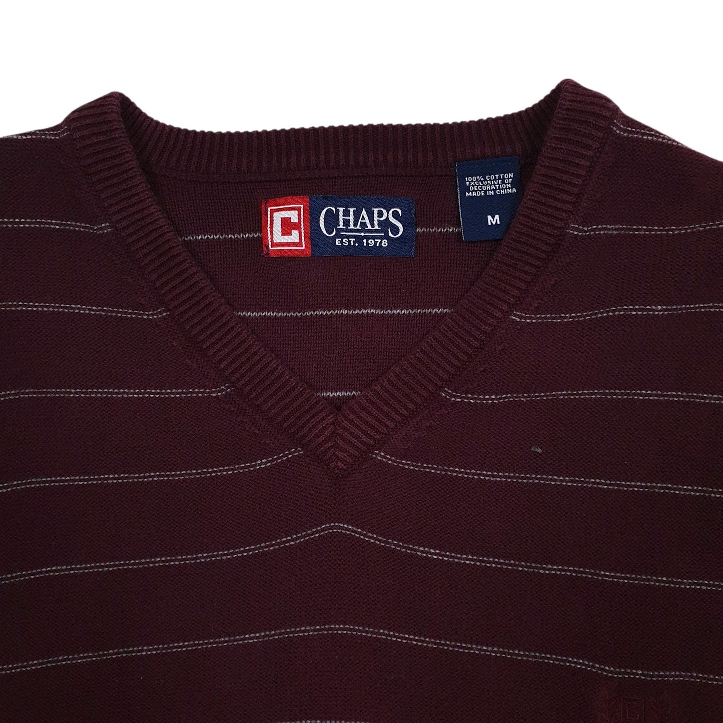 Mens Burgundy Chaps  V Neck Jumper