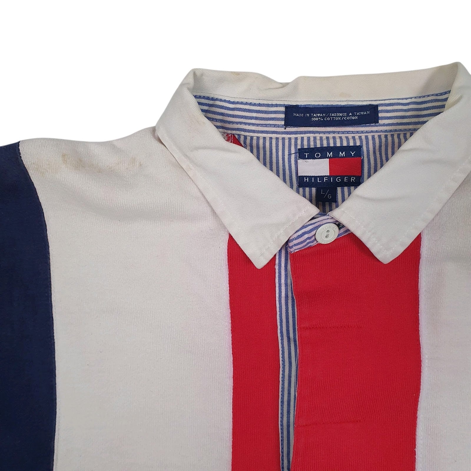 Mens Navy Tommy Hilfiger Vintage 2000s Rugby  Polo Shirt