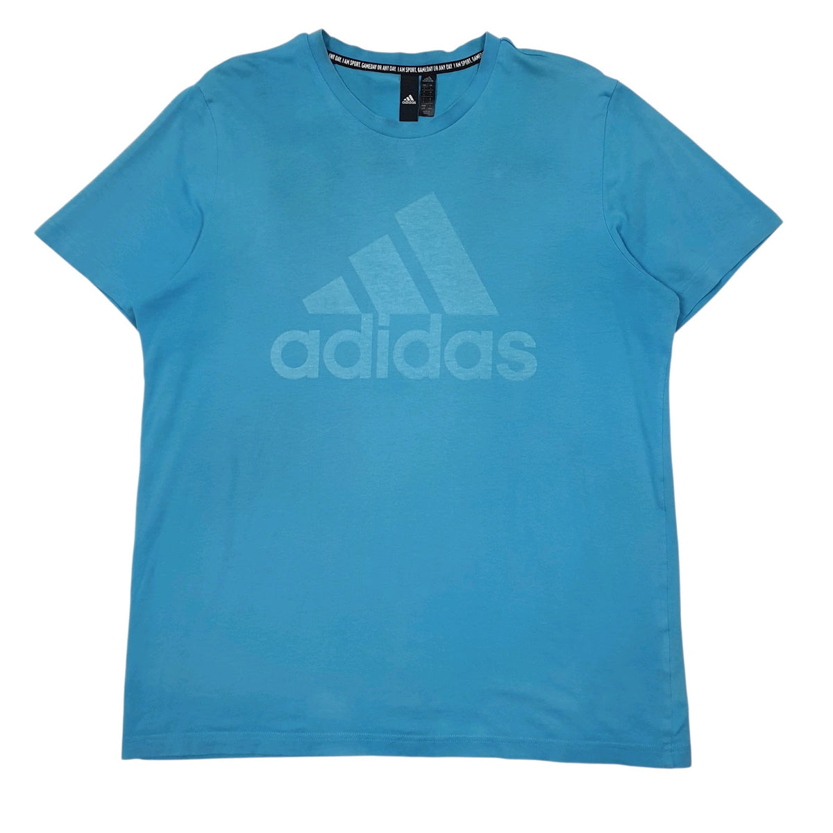 Mens Blue Adidas Spellout Short Sleeve T Shirt