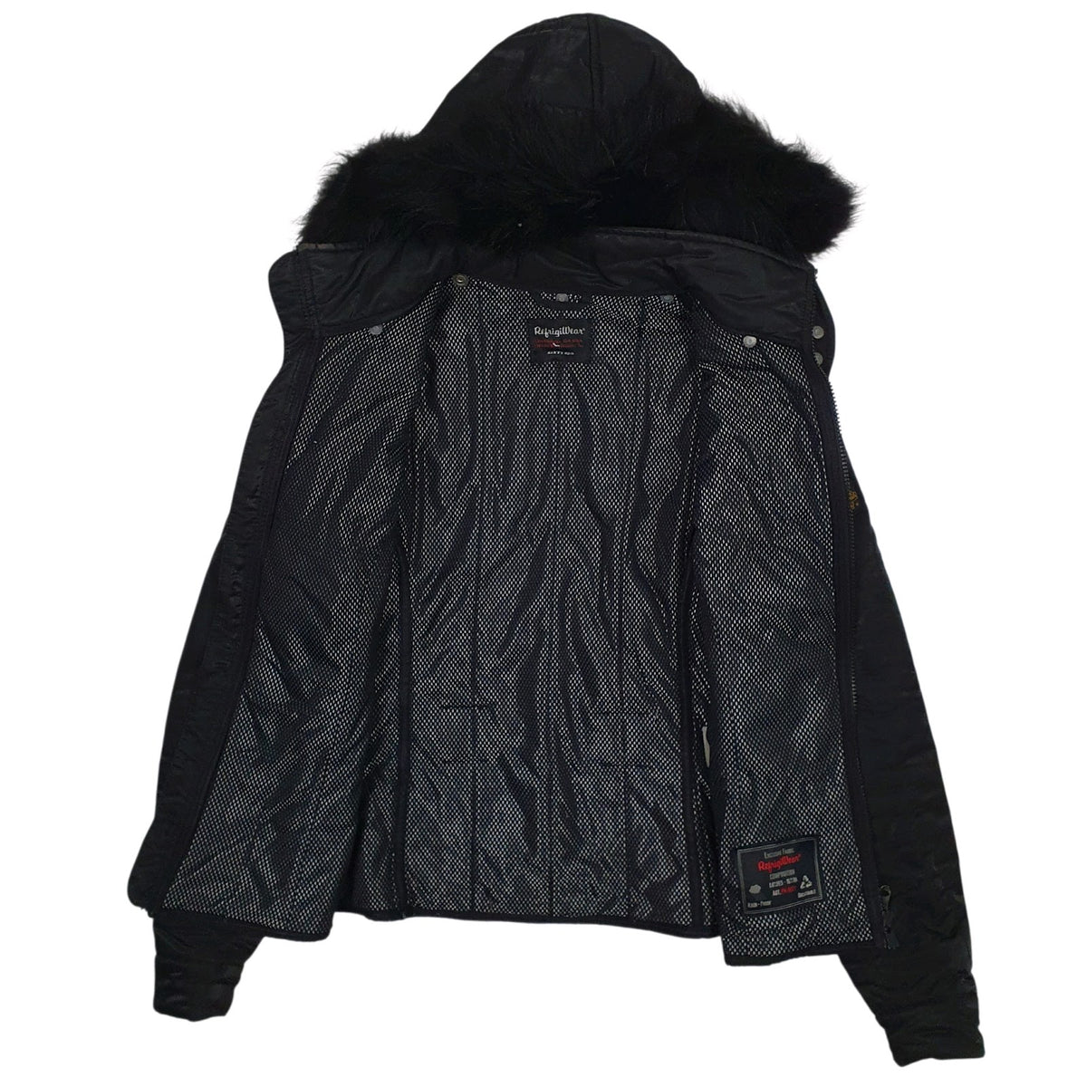 Womens Black Refrigiwear Windbreaker Padded Waterproof  Coat