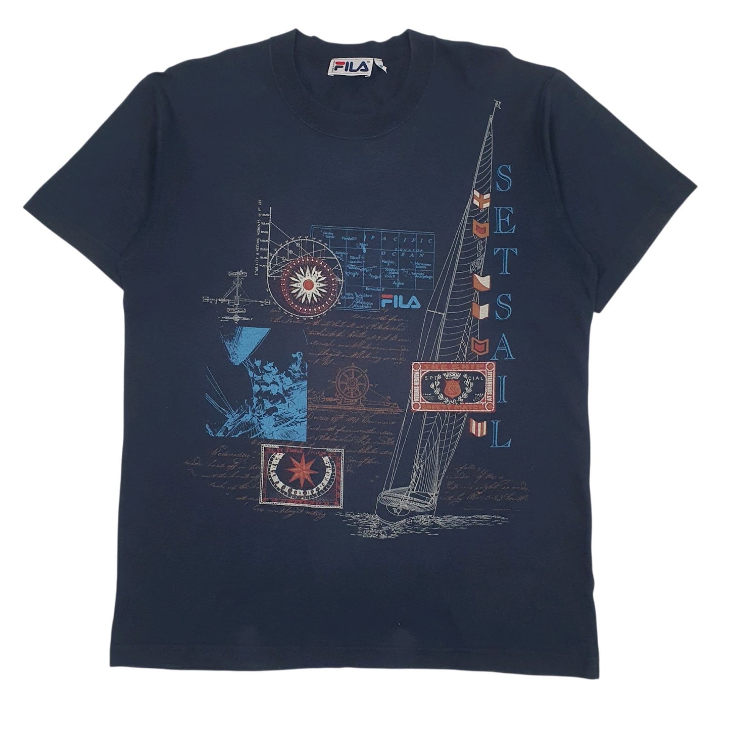 Mens Navy Fila Vintage Made In Italy Short Sleeve T Shirt
