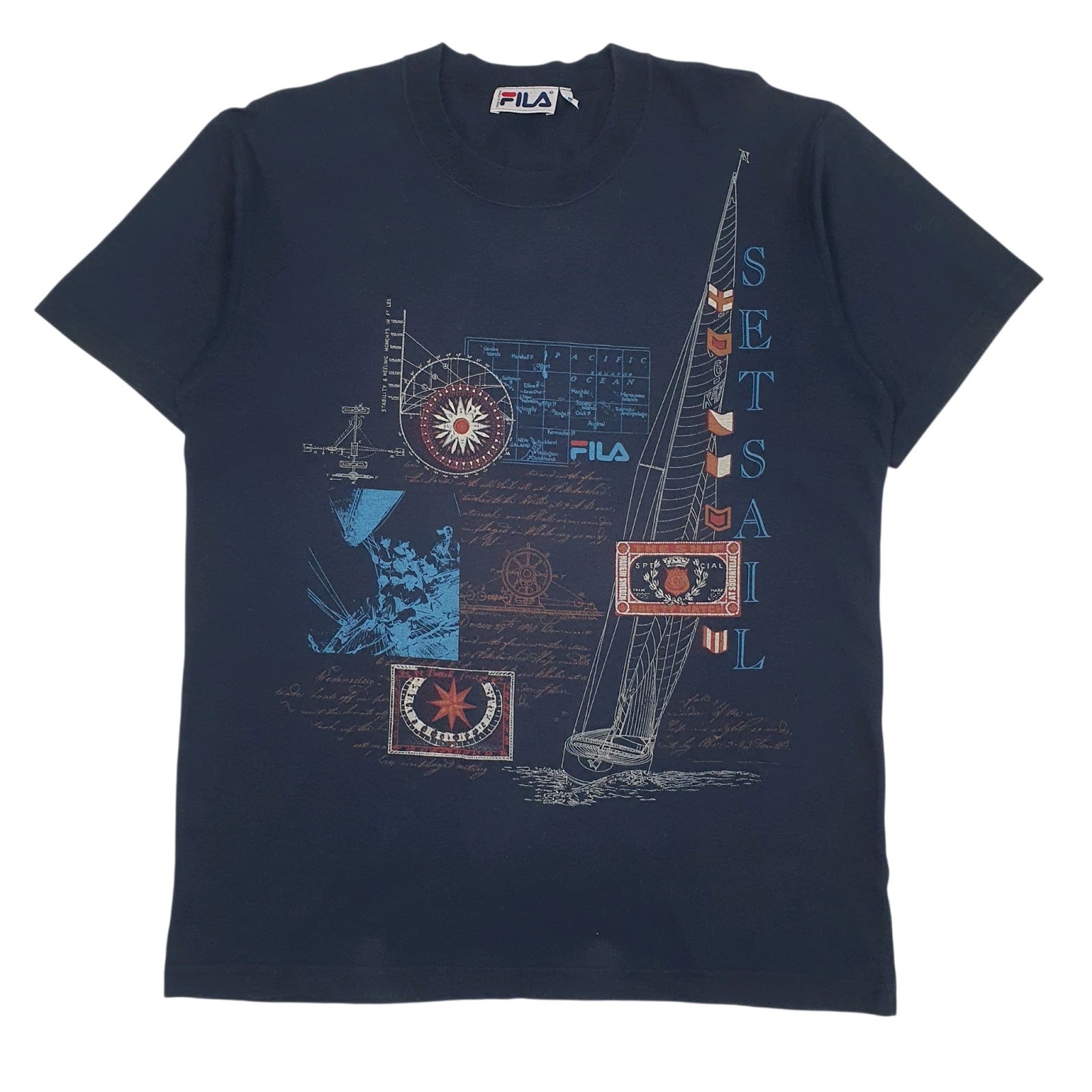 Mens Navy Fila Vintage Made In Italy Short Sleeve T Shirt