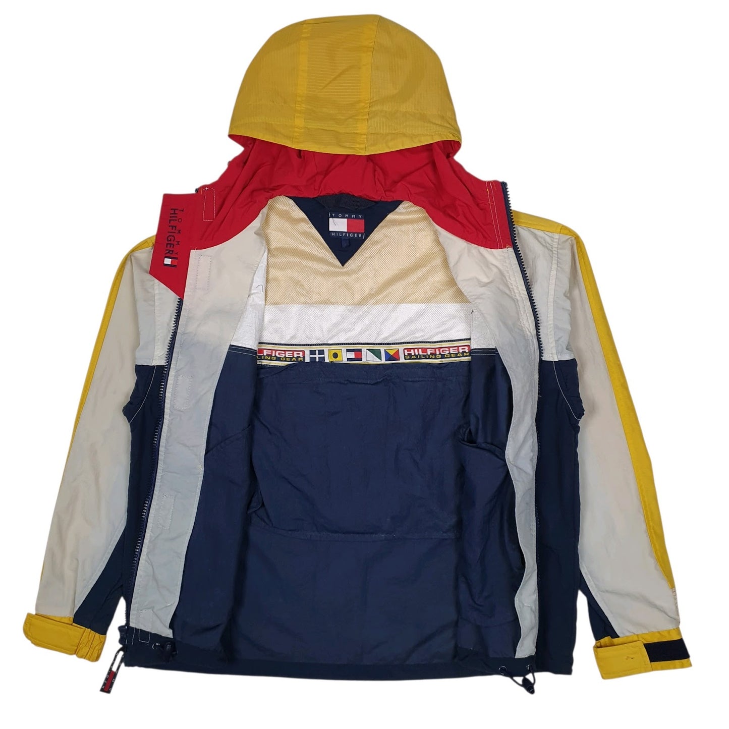 Mens Navy Tommy Hilfiger Vintage 90s Sailing Gear Hoodie Coat