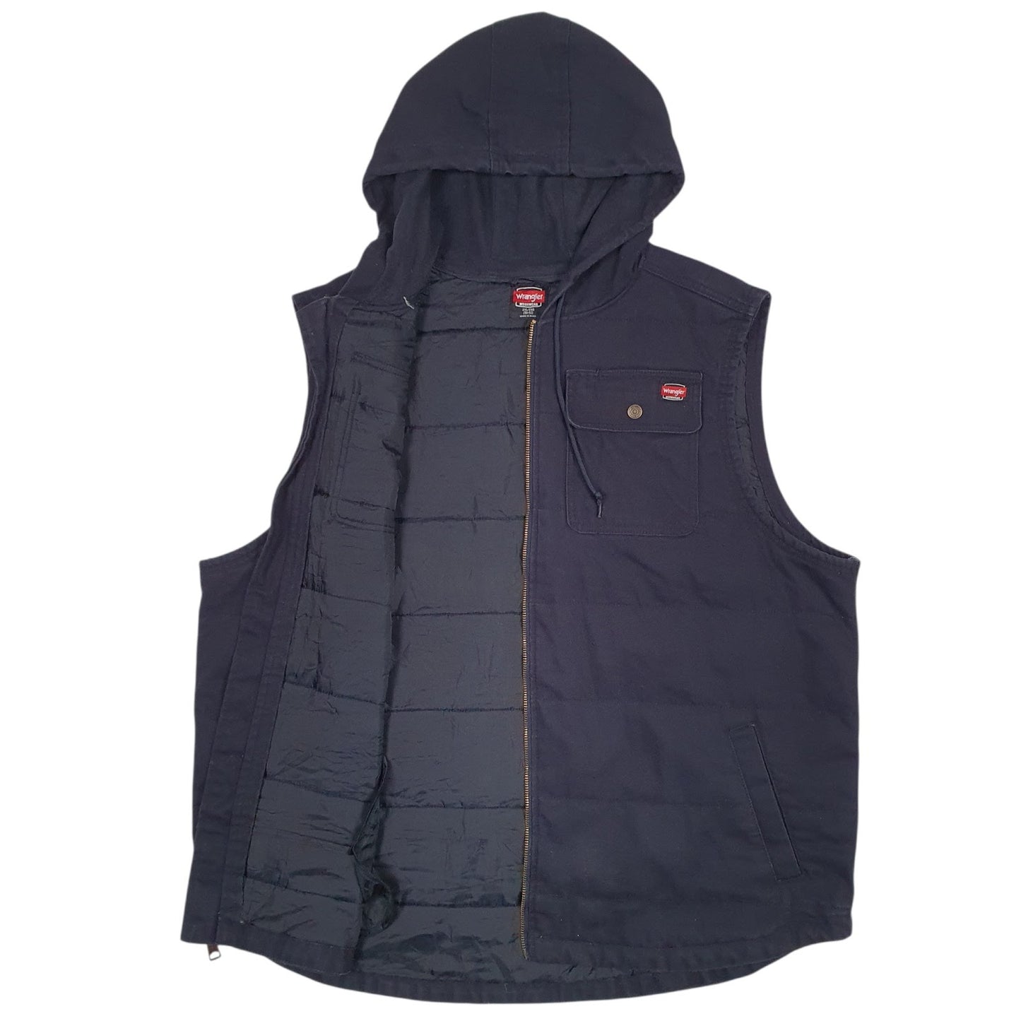 Mens Navy Wrangler Workwear Padded Hooded  Coat