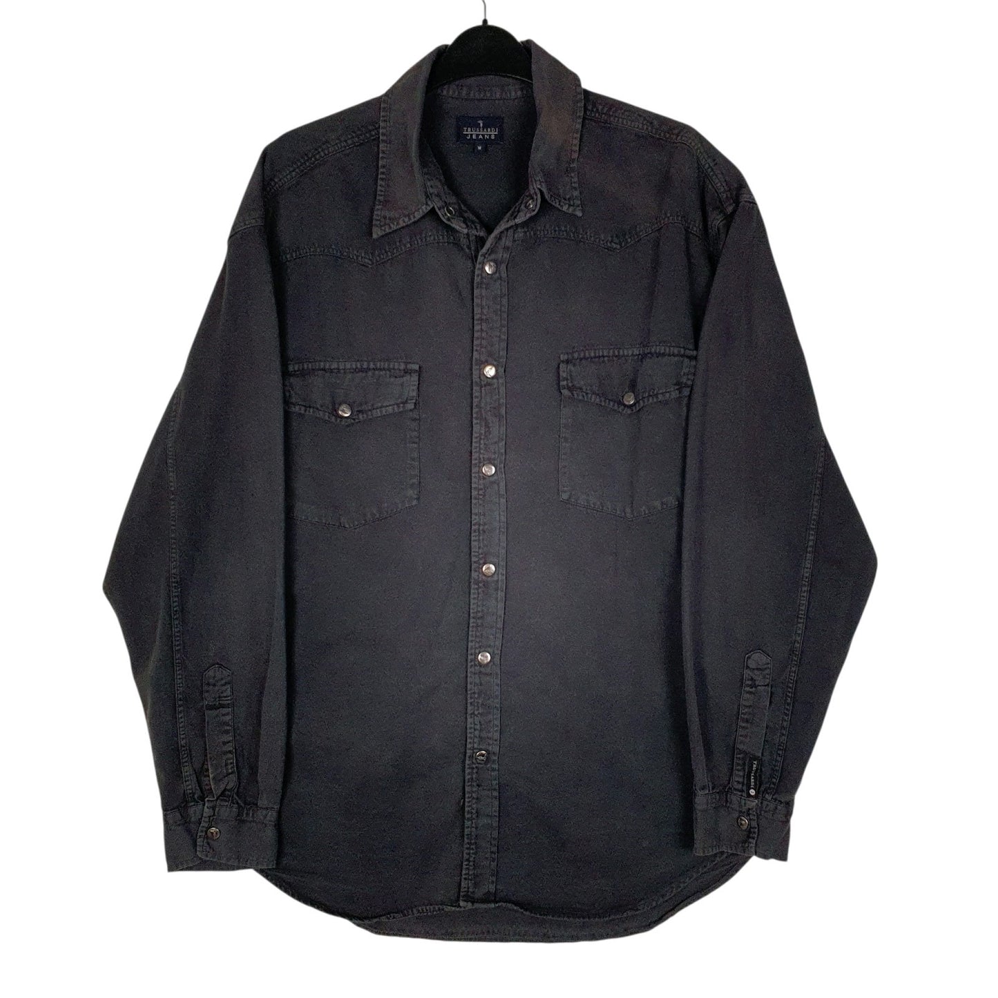Mens Black Trussardi Jeans Denim Western Long Sleeve Shirt