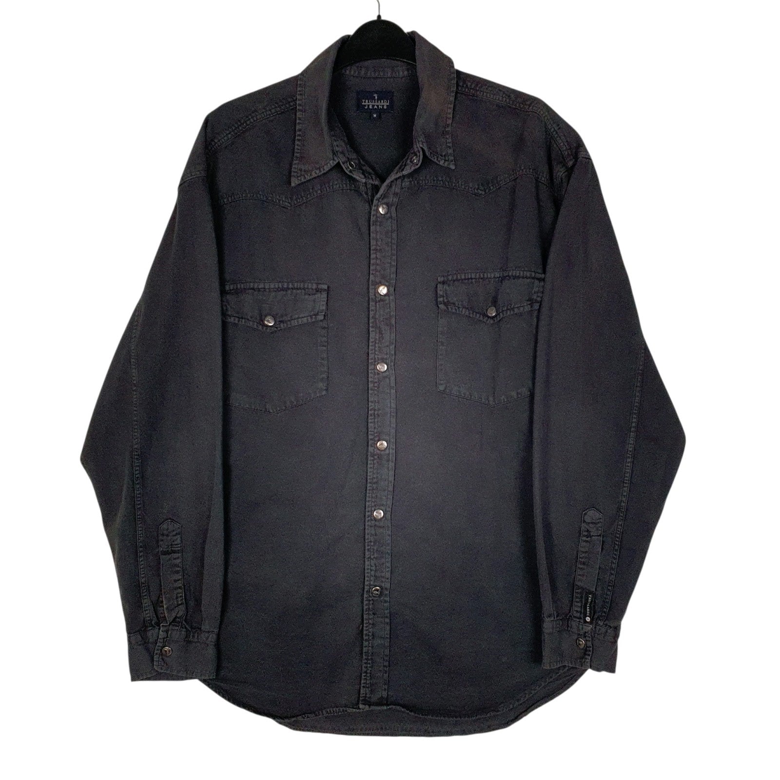 Mens Black Trussardi Jeans Denim Western Long Sleeve Shirt