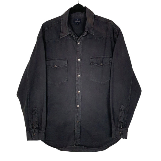 Mens Black Trussardi Jeans Denim Western Long Sleeve Shirt