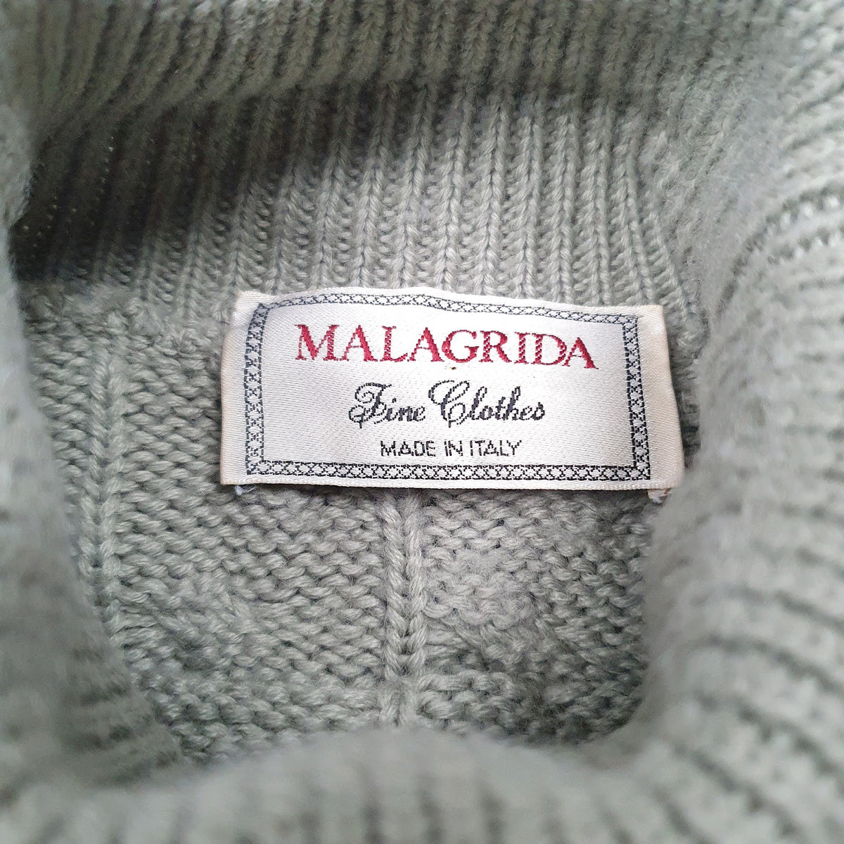 Mens Green Malagrida Vintage Knit Turtle Neck Jumper