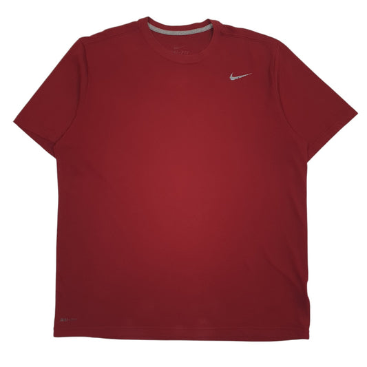 Mens Red Nike Active Wear Dri-Fit Short Sleeve T Shirt