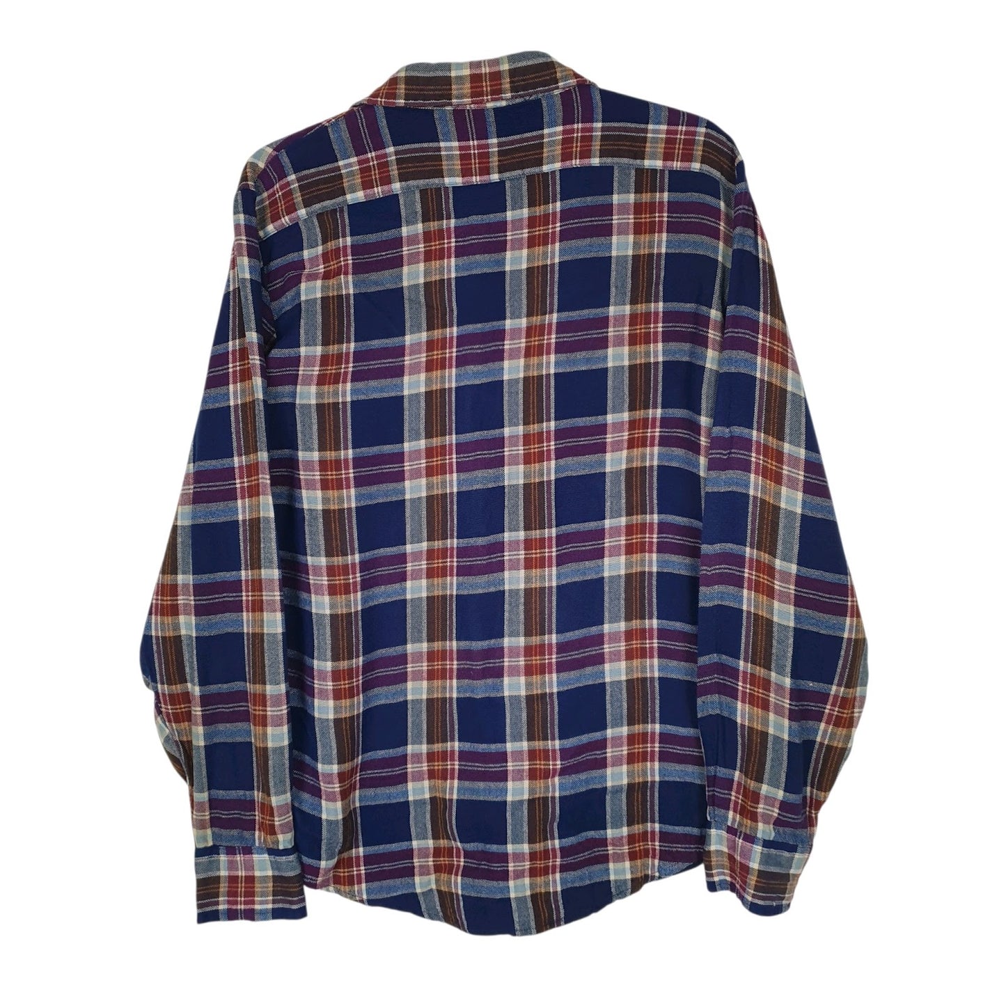Mens Navy Sears Vintage 80s Flannel Plaid  Shirt