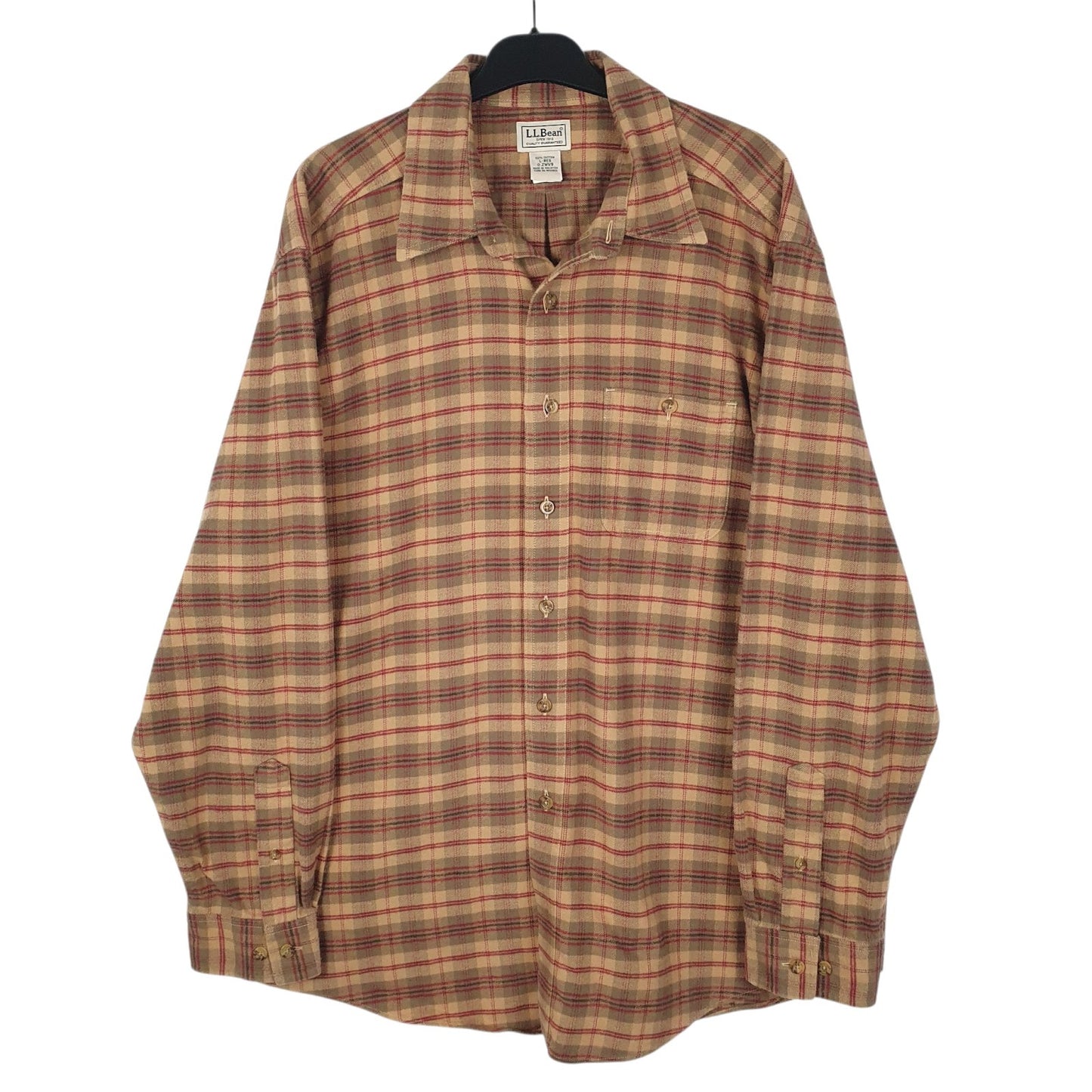 Mens Brown L.L.Bean Flannel Long Sleeve Shirt