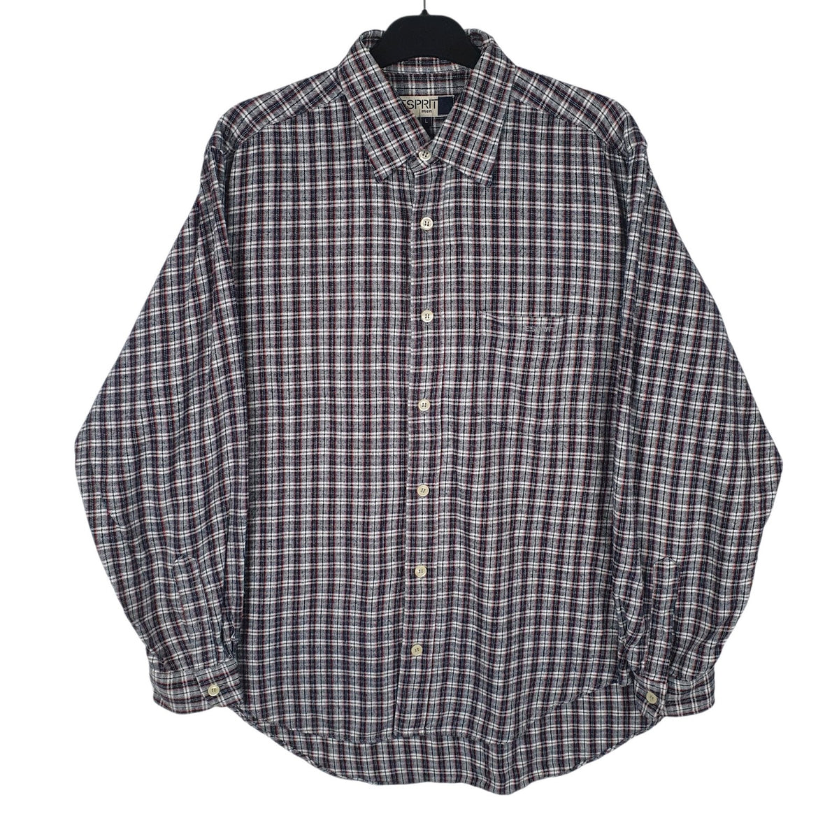Mens Grey Espirit Flannel Long Sleeve Shirt