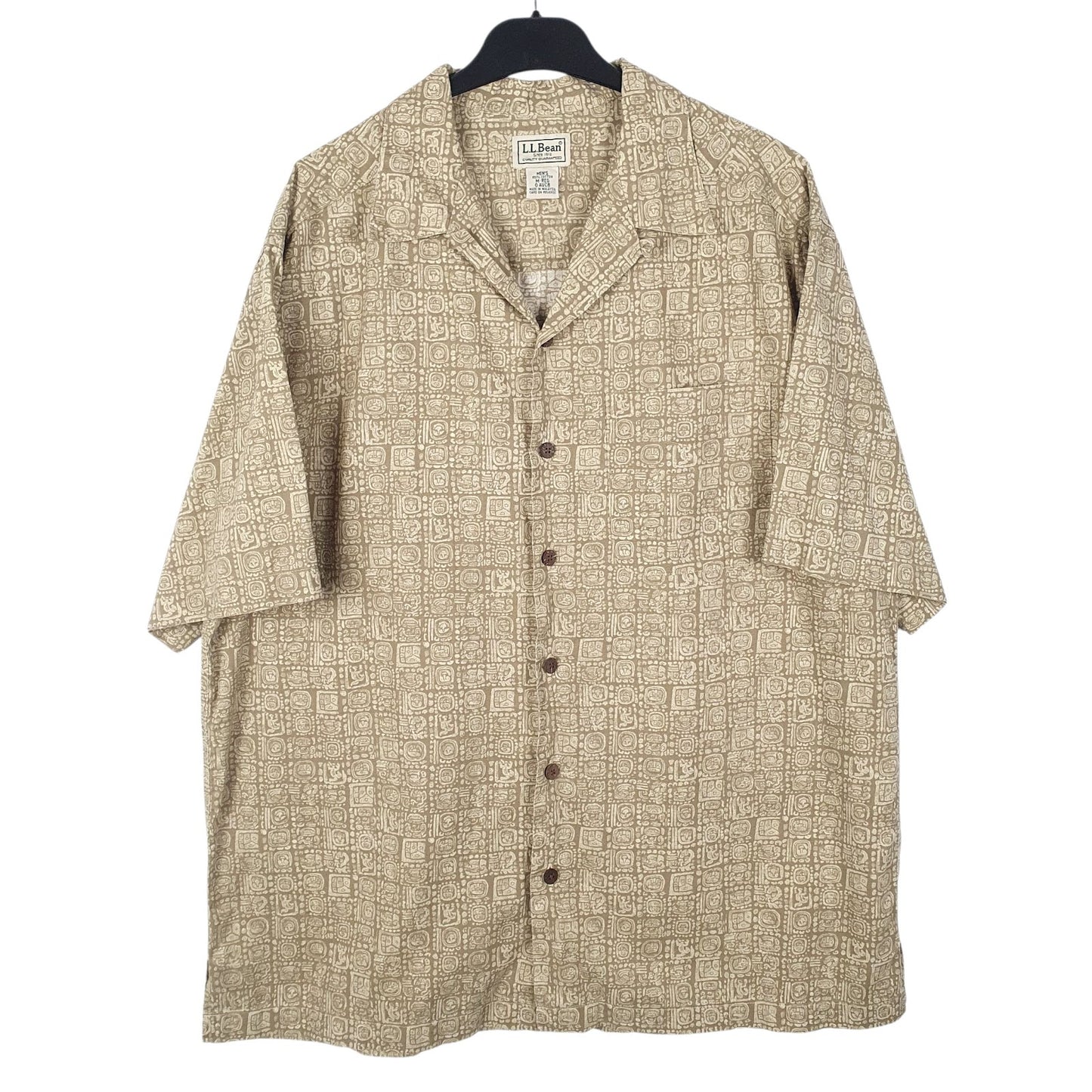 Mens Brown L.L.Bean Aztec Short Sleeve Shirt