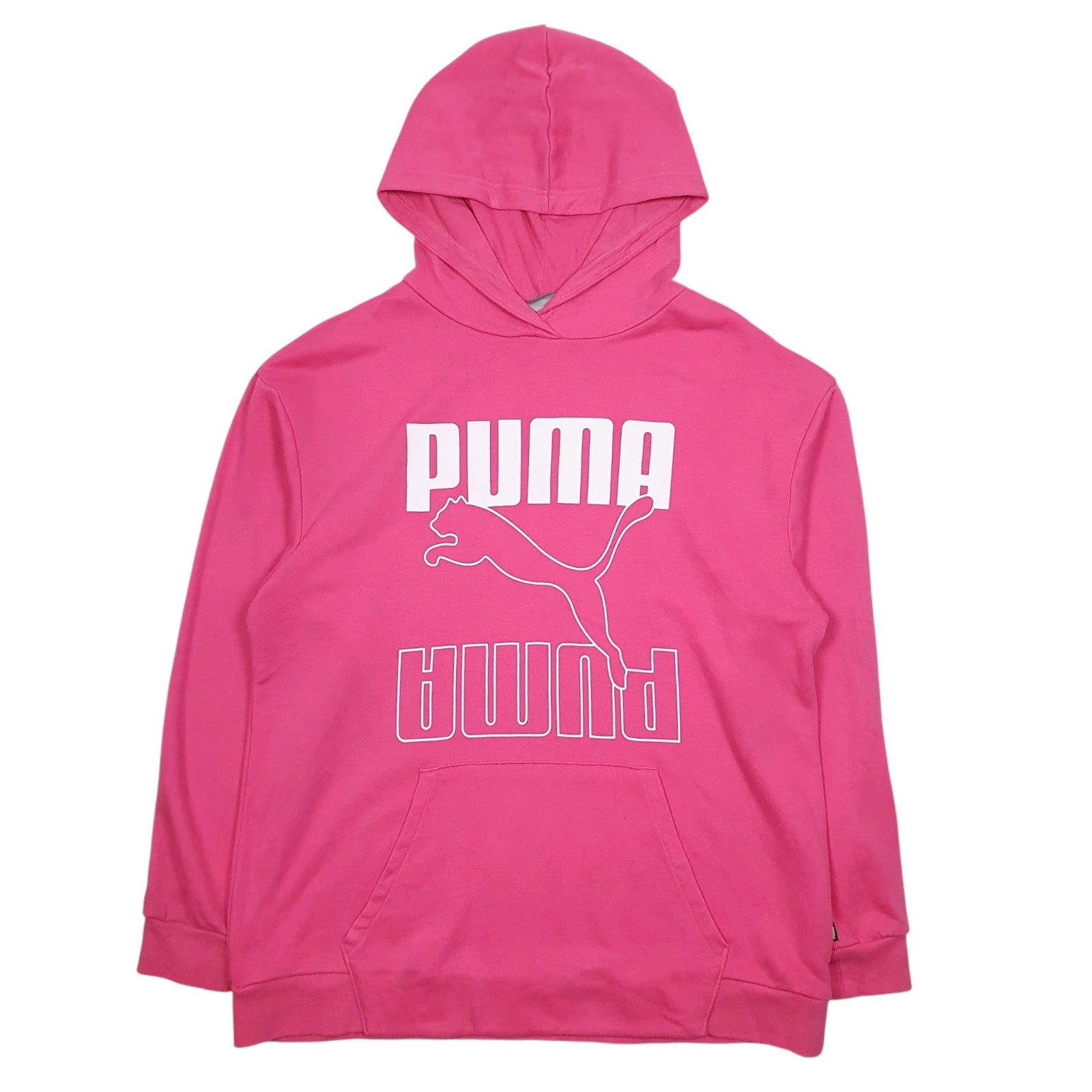 Womens Pink Puma Spellout Hoodie Jumper