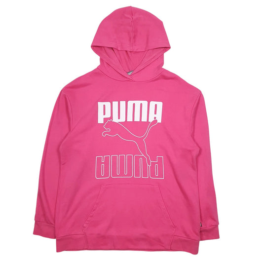Womens Pink Puma Spellout Hoodie Jumper