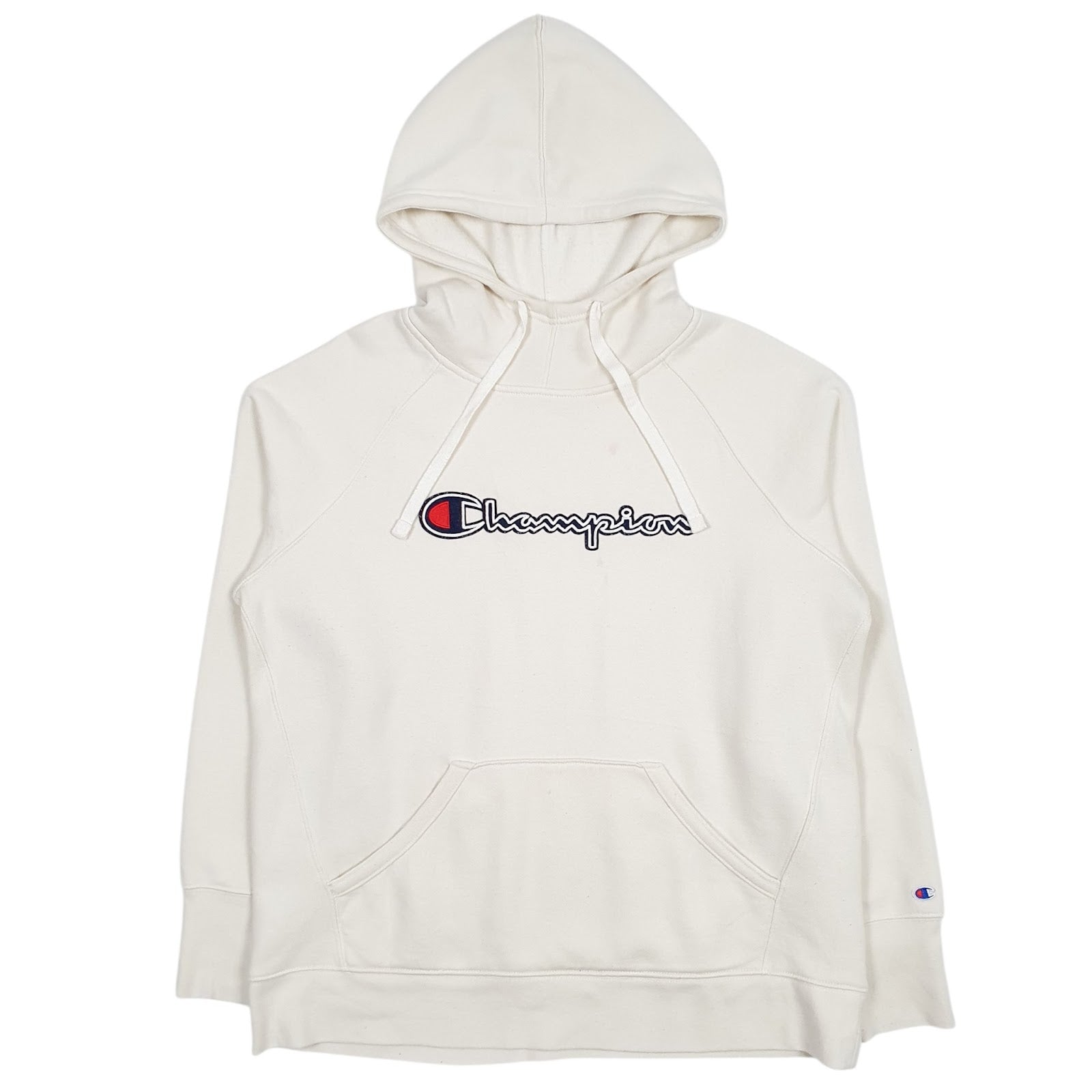 Mens Cream Champion Spellout Hoodie Jumper