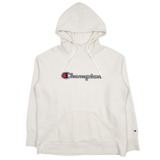 Mens Cream Champion Spellout Hoodie Jumper
