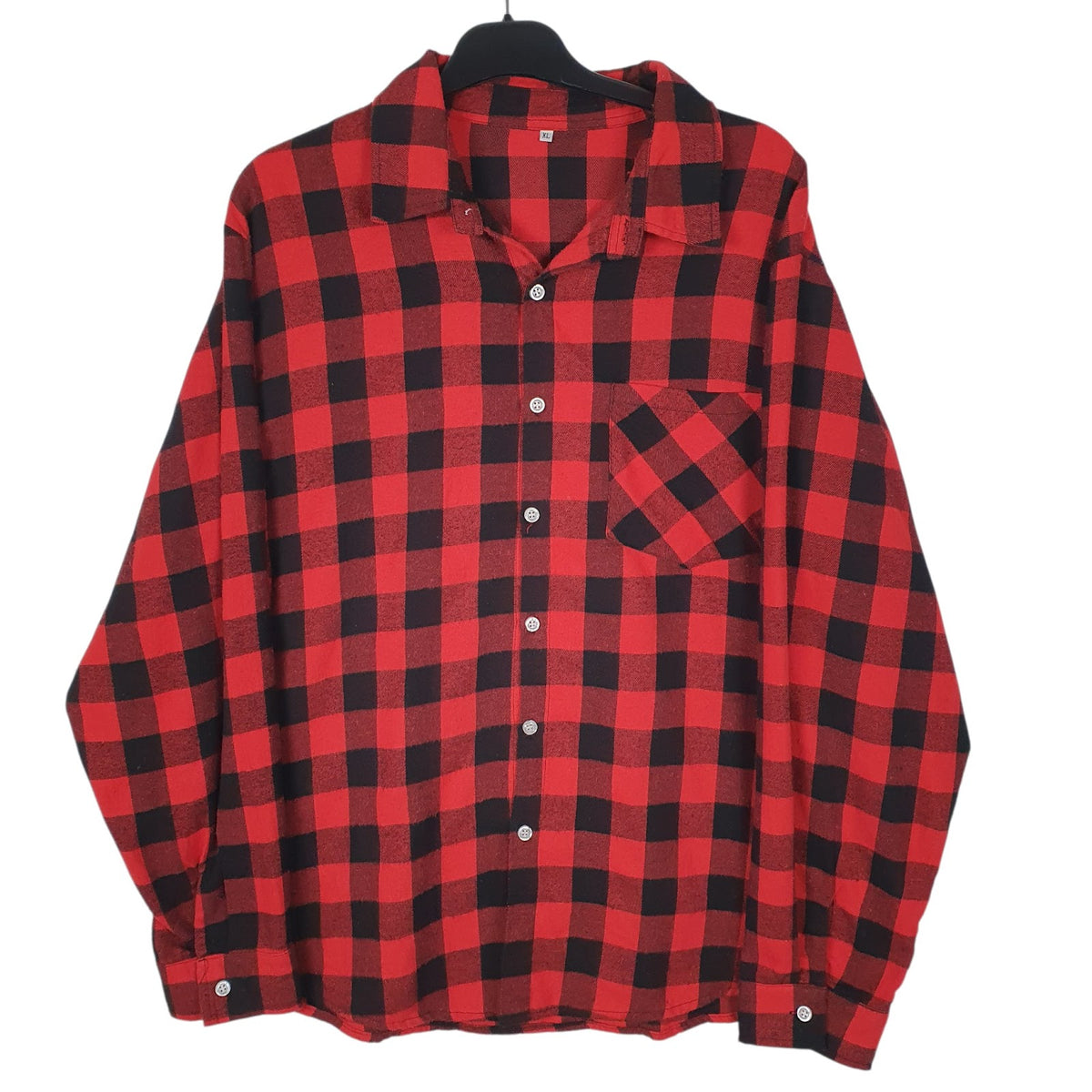 Mens Red Unbranded Flannel Long Sleeve Shirt