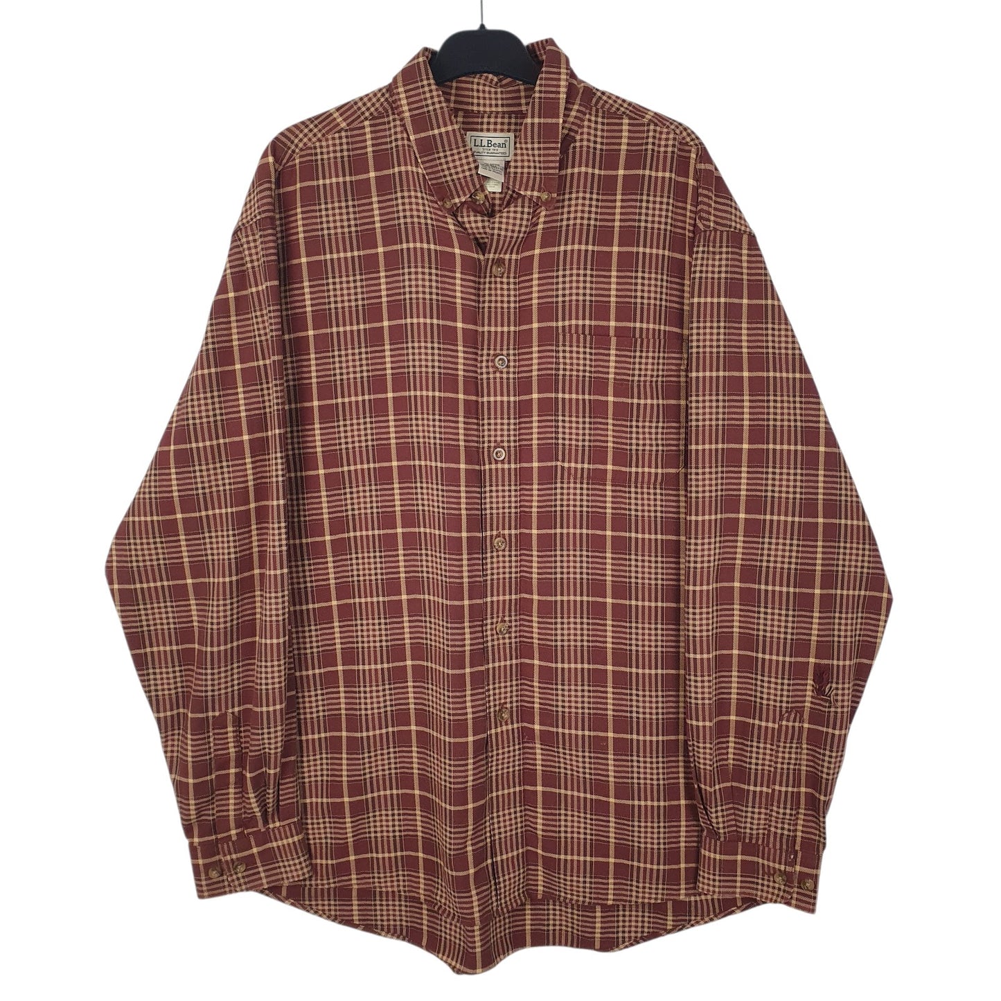 Mens Red L.L.Bean Flannel Long Sleeve Shirt