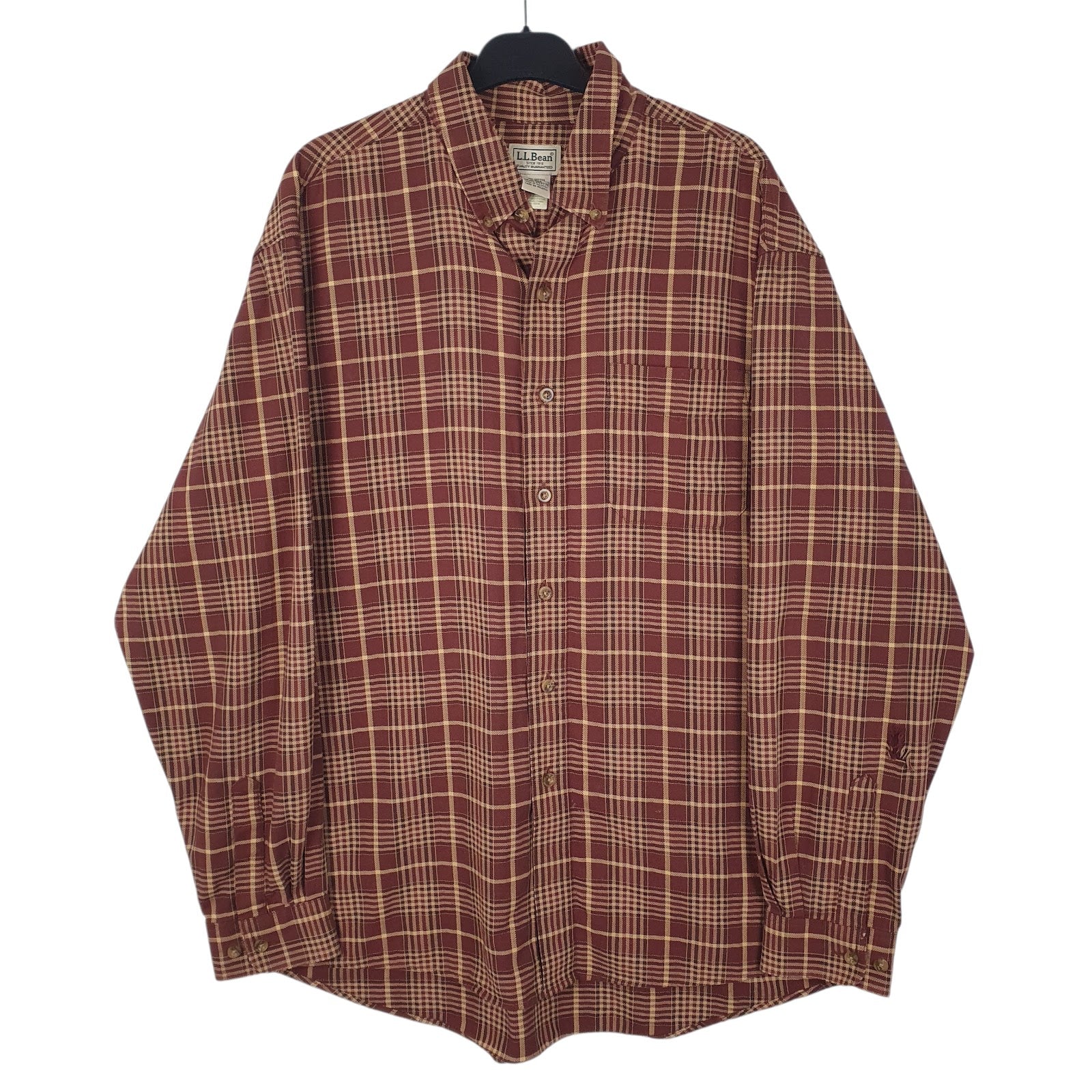 Mens Red L.L.Bean Flannel Long Sleeve Shirt