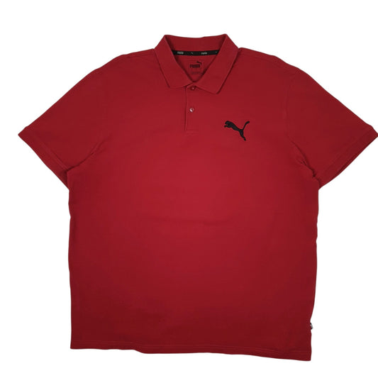Mens Red Puma  Short Sleeve Polo Shirt