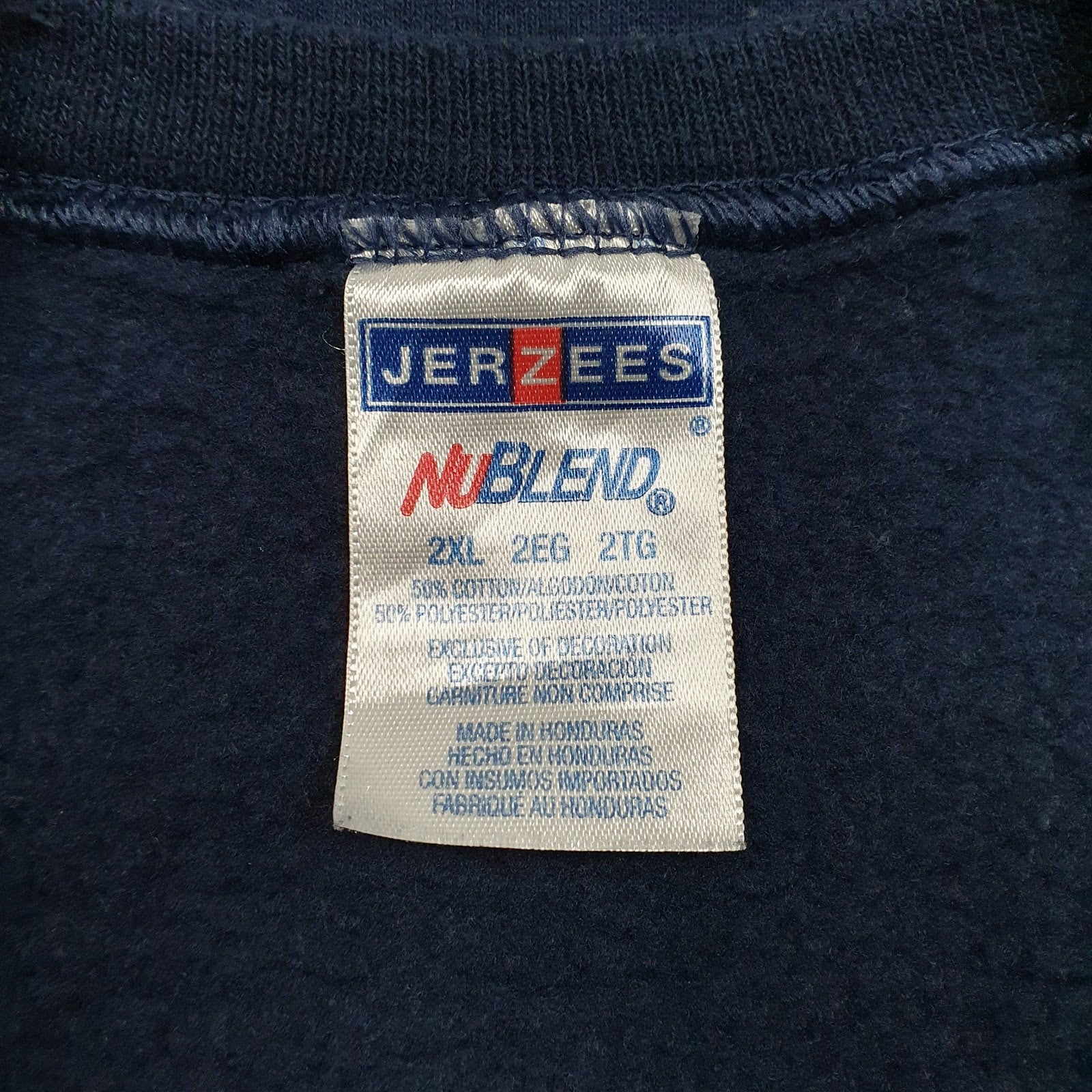 Mens Navy Jerzees Graphic Crewneck Jumper