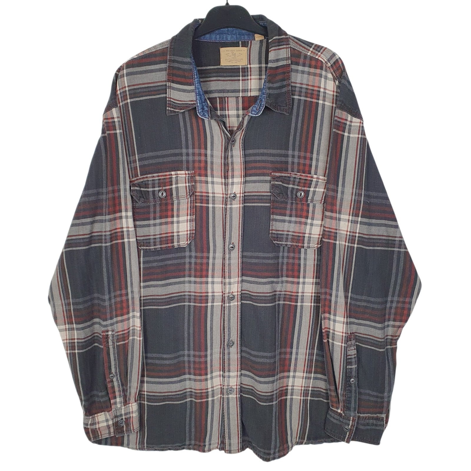 Mens Grey Red Head Ranch  Long Sleeve Shirt