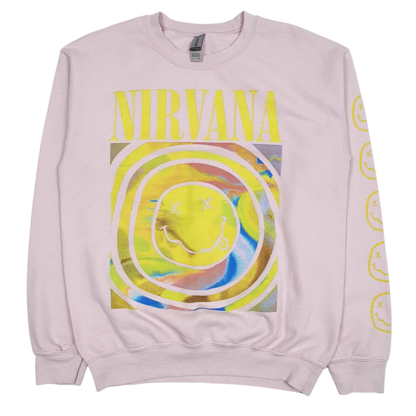 Mens Pink Gildan Nirvana Crewneck Jumper