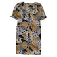 Womens Beige Unbranded Leopard Print Puff Sleeve Short Sleeve Dress