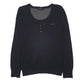 Womens Black Guess Blouse Henley Long Sleeve T Shirt