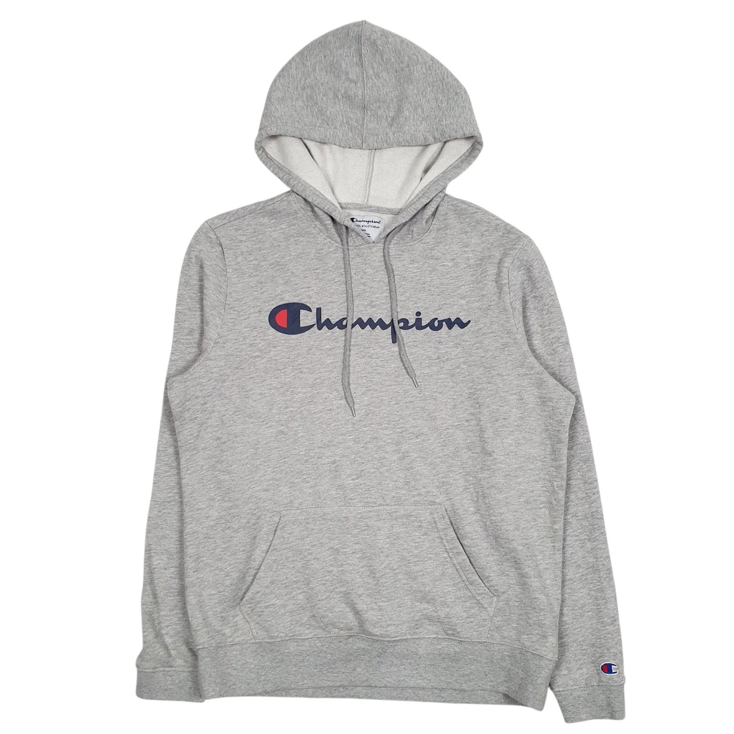Mens Grey Champion Spellout Hoodie Jumper