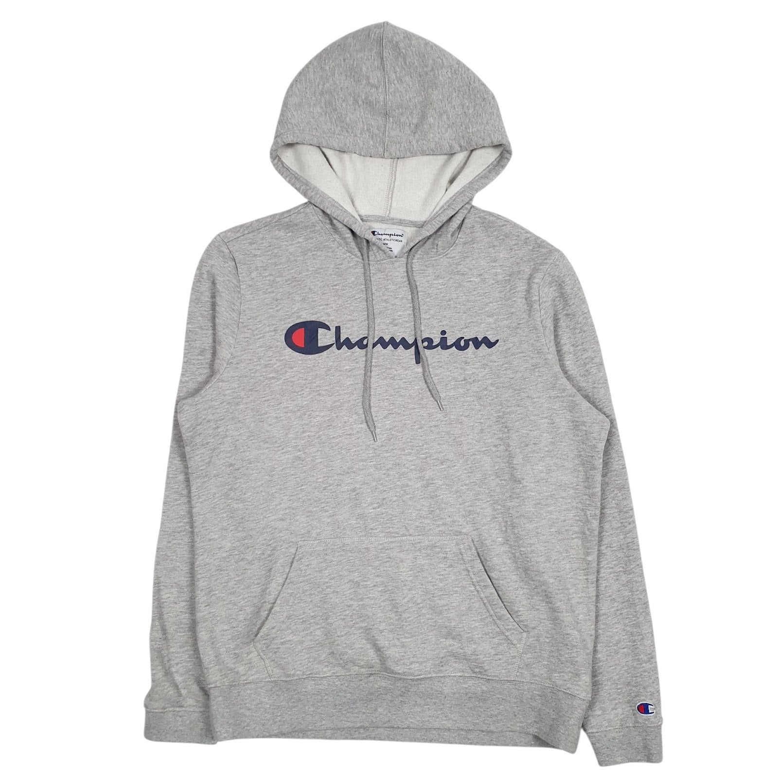 Mens Grey Champion Spellout Hoodie Jumper