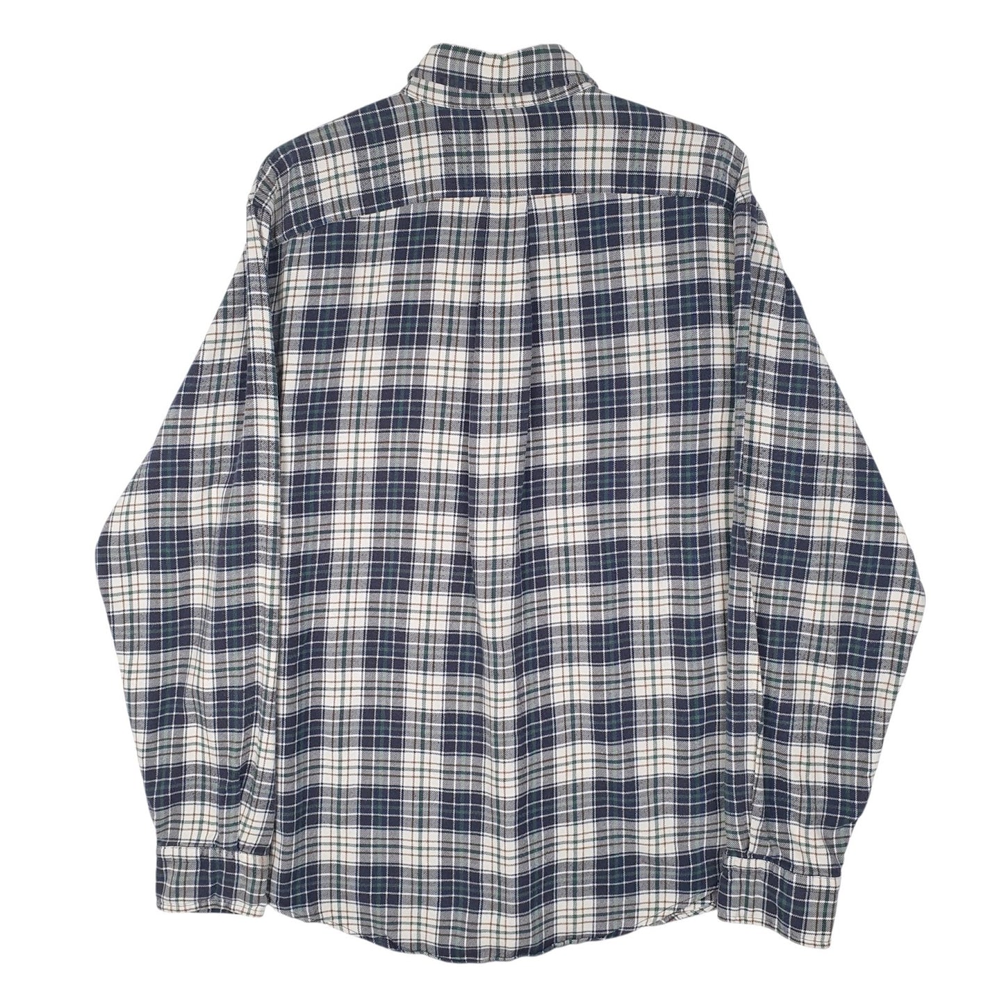 Mens White Lands Ends Flannel  Shirt