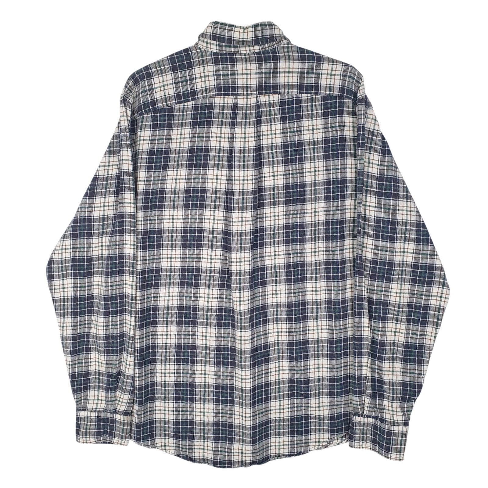 Mens White Lands Ends Flannel  Shirt