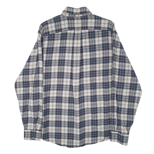 Mens White Lands Ends Flannel  Shirt
