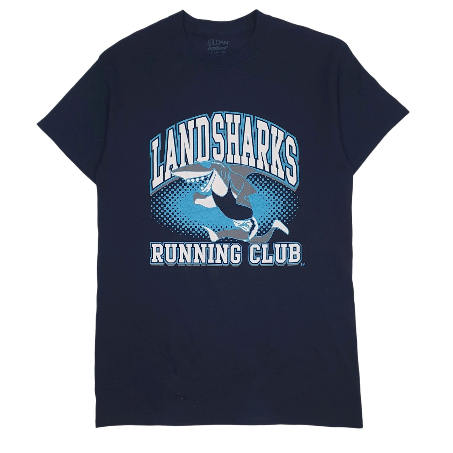 Mens Navy Gildan Landsharks Running Club Short Sleeve T Shirt