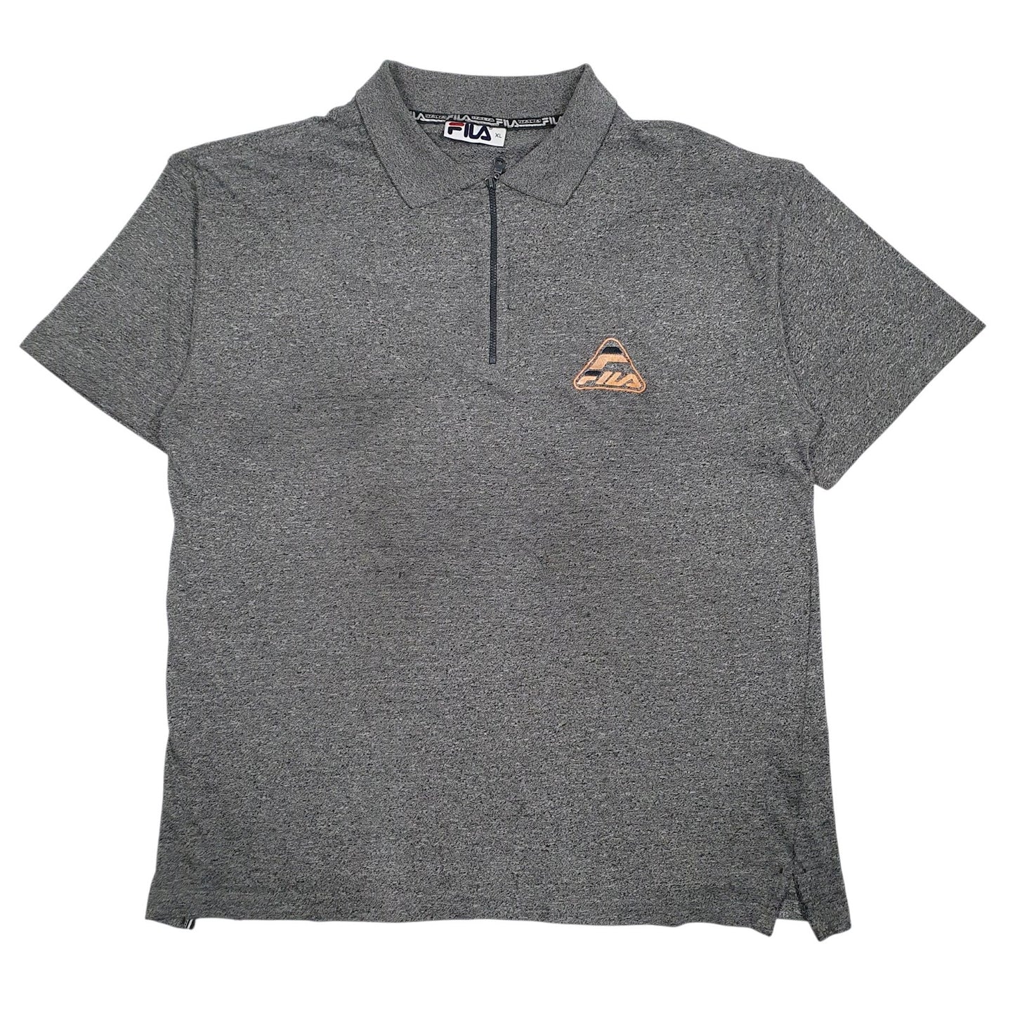 Mens Grey Fila Quarter Zip Short Sleeve Polo Shirt