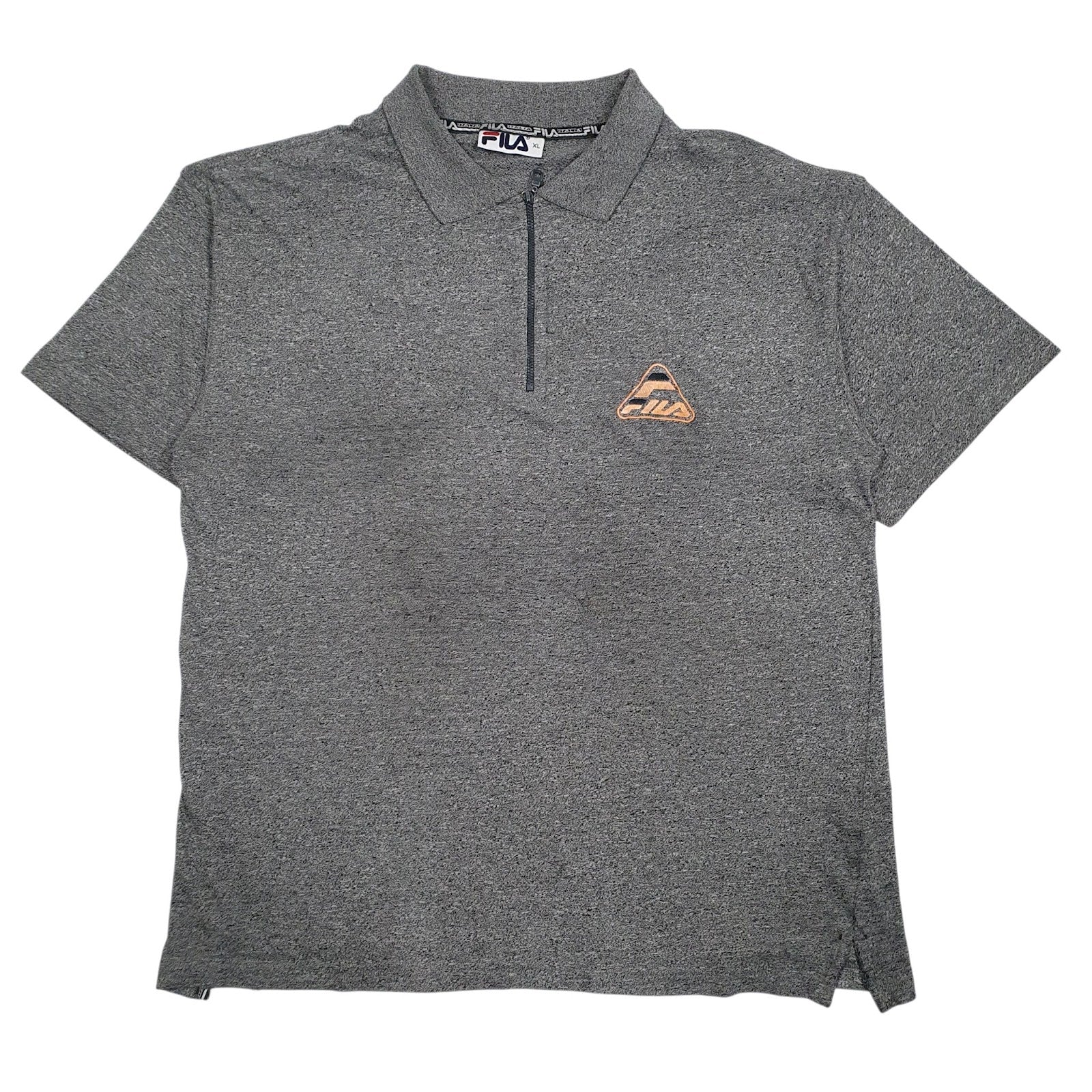 Mens Grey Fila Quarter Zip Short Sleeve Polo Shirt